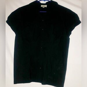 Ann Taylor Loft Classic Black Fitted Women’s Shirt Sz Large Cotton Spandex
